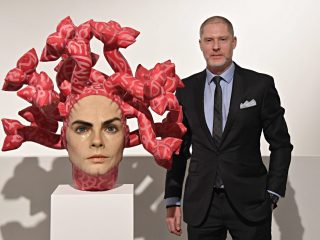 Aspencrow and his Medusa realistic sculpure currently exhibited