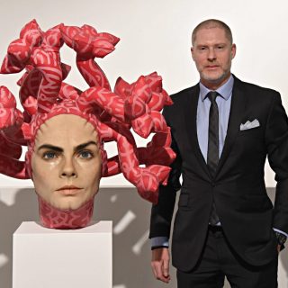 Aspencrow and his Medusa realistic sculpure currently exhibited