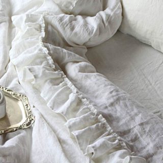 Casadelinos white linen ruffled crushed linen